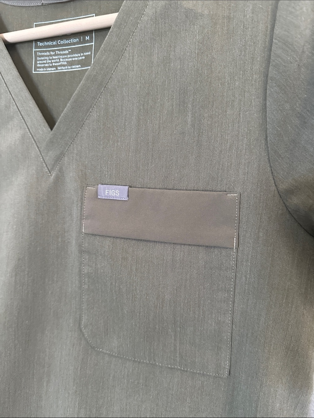 Figs Olive Technical Collection Utility Scrub Top and bottom Set - Picture 3 of 9